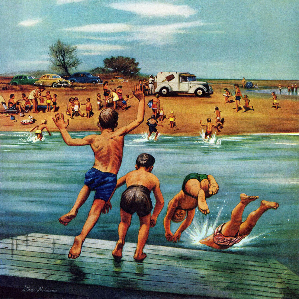 "Ice Cream Truck at the Beach" Print on Canvas by Stevan Dohanos