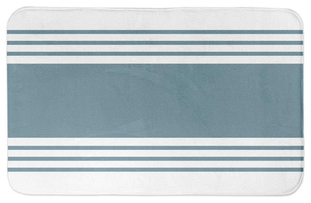 Blue Farmhouse Stripe 34x21 Bath Mat