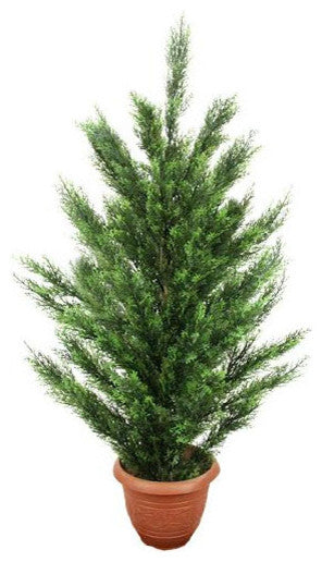 Potted 2-Tone Artificial Cypress Tree, 4'