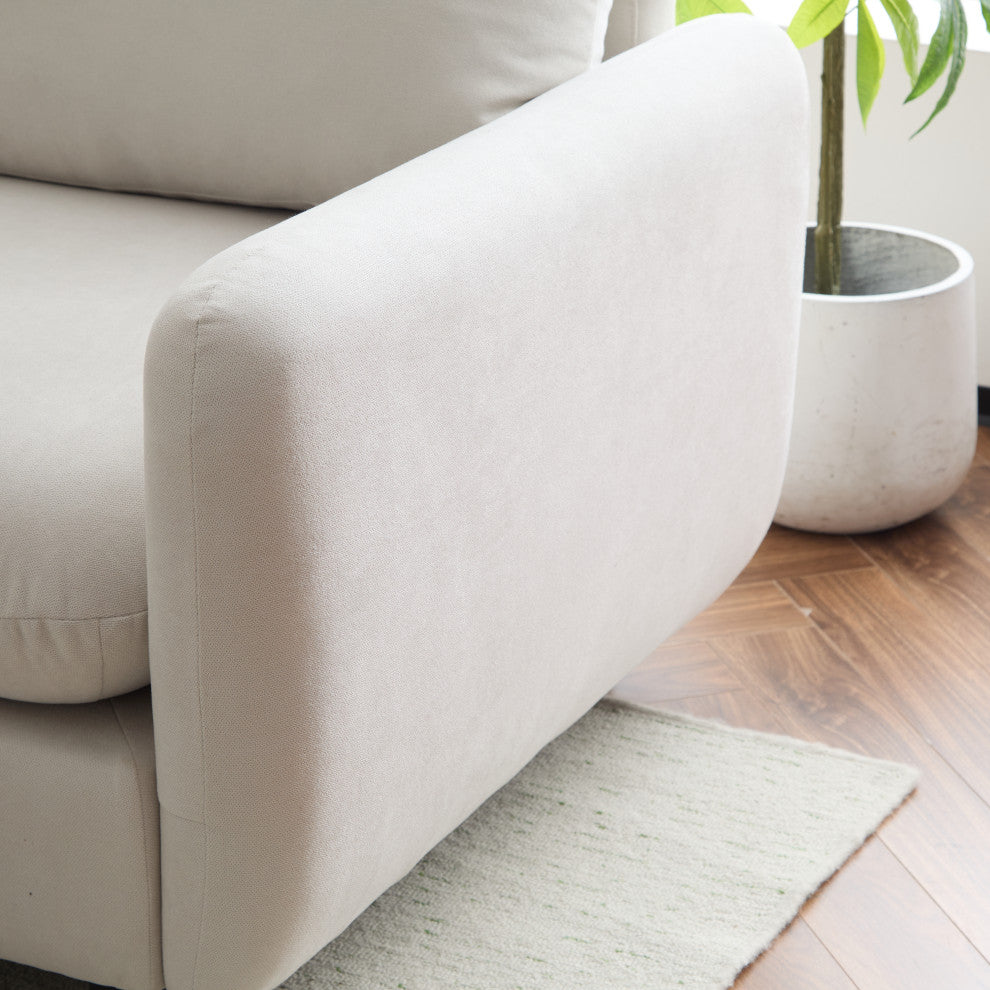 GDF Studio Upholstered Modular Sectional Sofa Set, White Sand, 3 Seater-L Shaped