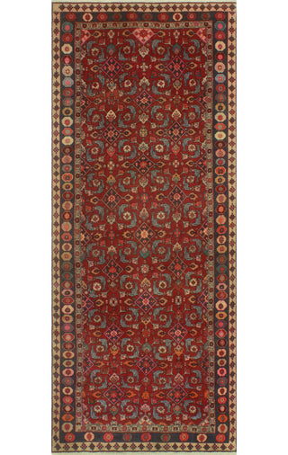 Fine Vintage Distressed Hadlee Red/Charcoal Runner, 3'11x9'10