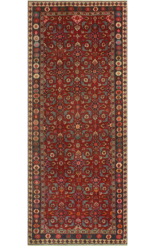 Fine Vintage Distressed Hadlee Red/Charcoal Runner, 3'11x9'10