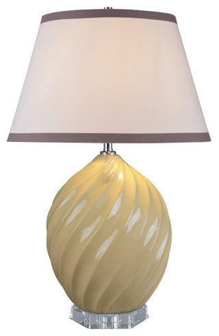 40044-2, 26 1/2" High Ceramic Table Lamp, Daffodil Yellow With Crystal Base