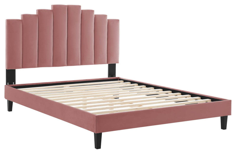 Elise King Performance Velvet Platform Bed MOD-6878-DUS