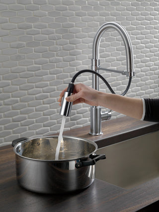 Delta Trinsic Pull-Down Kitchen Faucet With Spring Spout, Arctic Stainless