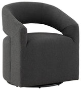 Mindy Boho Boucle Upholstered Swivel Accent Barrel Chair, Gray