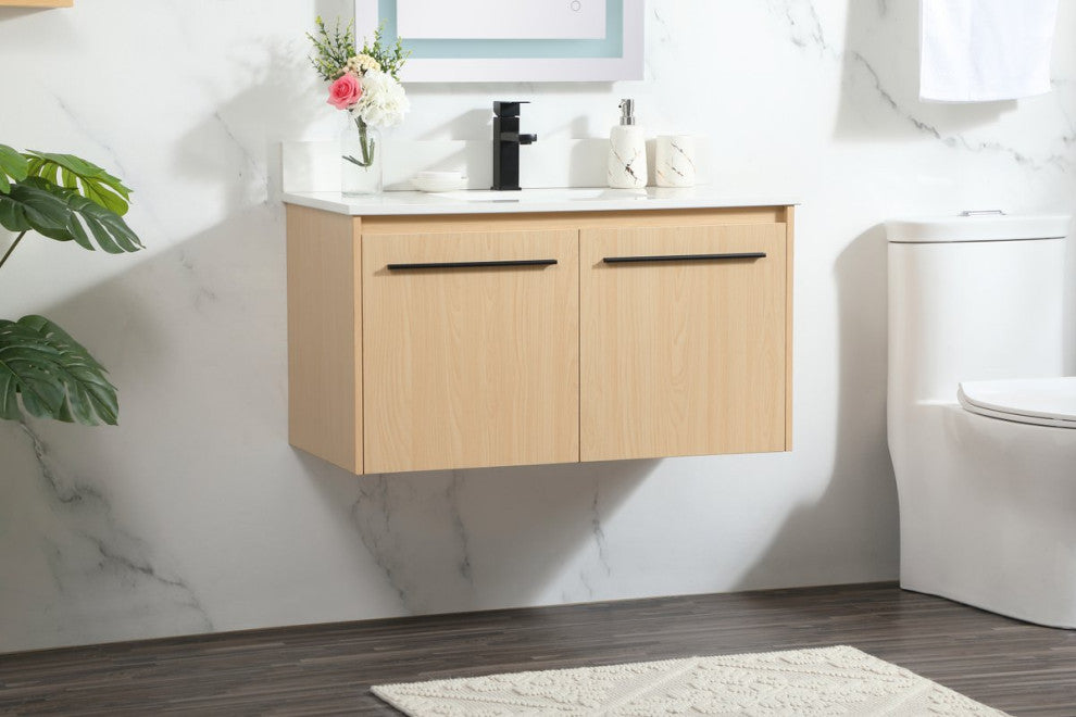Elegant VF44536MMP-BS 36" Single Bathroom Vanity, Maple With Backsplash
