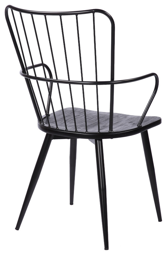 Parisa High Back Steel Chair, Black Finish and Black Brushed Wood