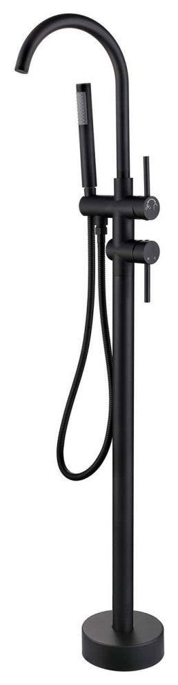 Givingtree Contemporary Floor Mount Tub Filler Trim, Brushed Nickel, Matte Black