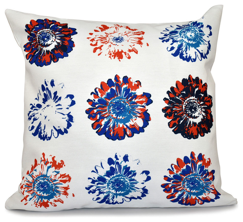 Gypsy Floral, Floral Print Pillow, Blue, 26"x26"