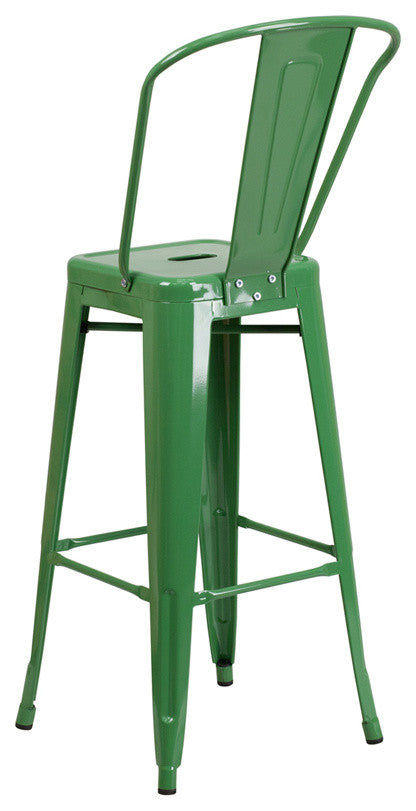 Brimmes 30" Metal Barstool Green With Curved Vertical Slat