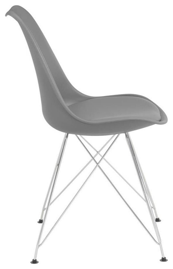 Pemberly Row 19" Upholstered Faux Leather Side Chair in Gray