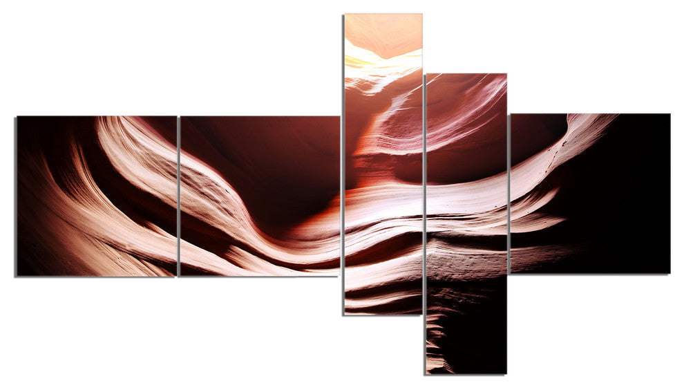 Antelope Canyon in Brown Shade, Landscape Photo Canvas Print, 60"x32", 5 panels