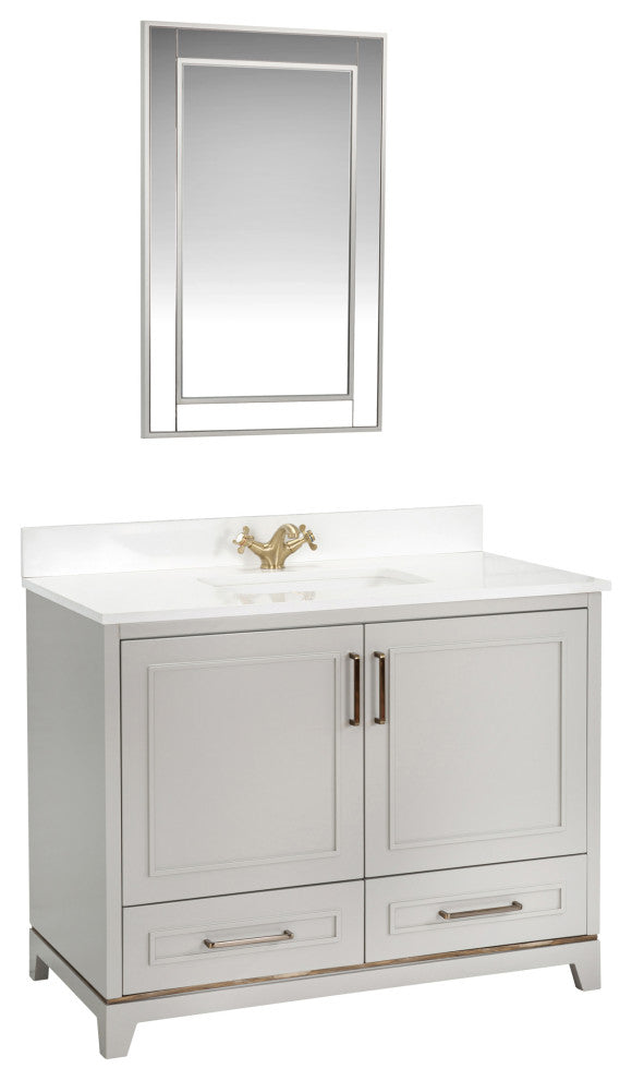 Albia Collection 42" Bathroom Vanity With Sink, Mirror, Countertop, Gray