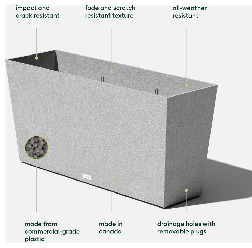 Midori Trough Planter, Grey, 39 Inch, 1 Pack