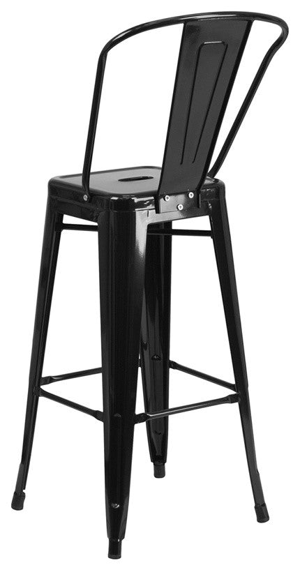 Brimmes 30" Metal Barstool Black With Curved Vertical Slat