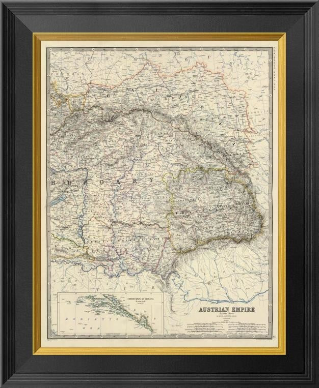 "Austria East, 1861" Framed Canvas Giclee by Alexander Keith Johnston, 17x20"