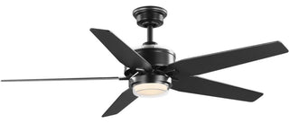 Byars 54" 5-Blade LED Indoor Matte Black Ceiling Fan, Light Kit Opal Shade