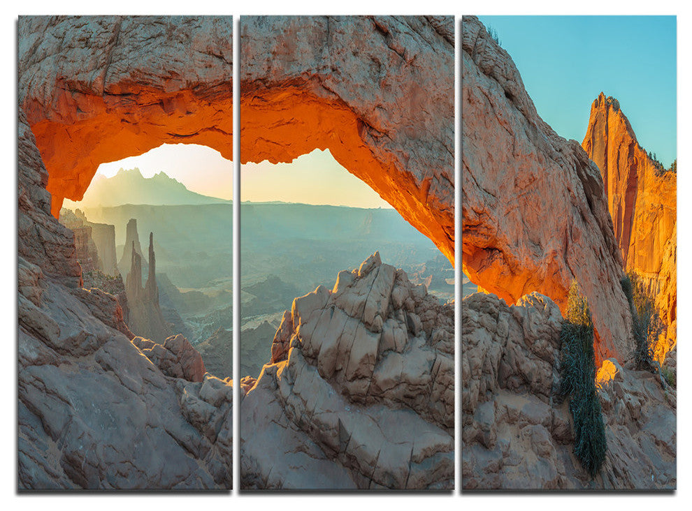 "Mesa Arch Canyon lands Utah Park" Metal Wall Art, 3 Panels, 36"x28"