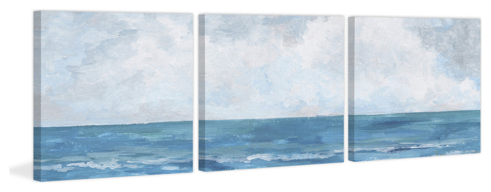Happy by the Sea Triptych, Set of 3, 40x40 Panels