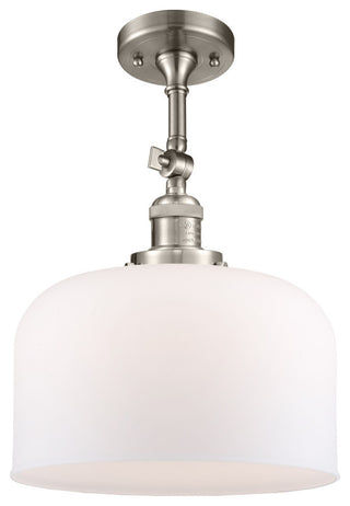 X-Large Bell 1-Light Semi-Flush Mount, Brushed Satin Nickel, Matte White