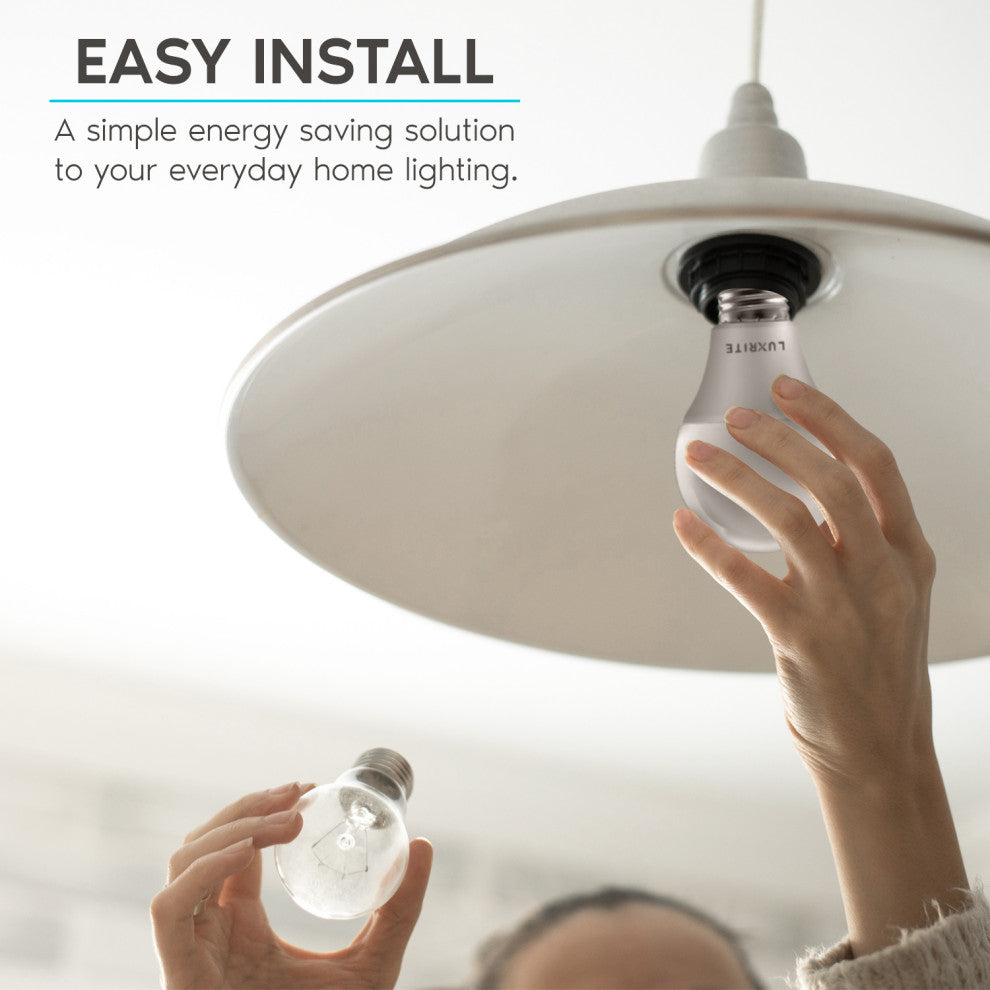 Luxrite A19 LED Bulb 75W Enclosed Fixture Rated 3500K Dimmable E26 6 Pack