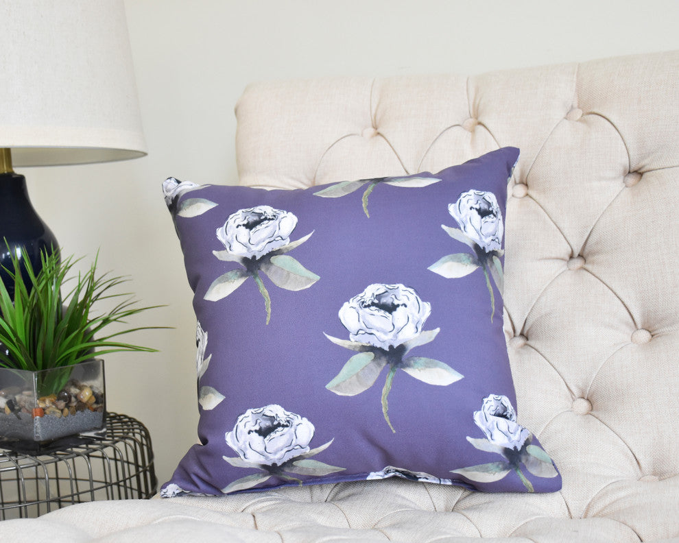 Floral Bunch 26" Purple Floral Print Decorative Throw Pillow