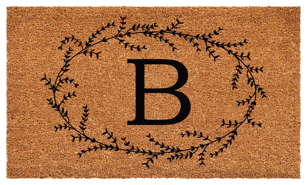 Calloway Mills Rustic Leaf Vine Monogrammed Doormat, 30"x48", Letter B