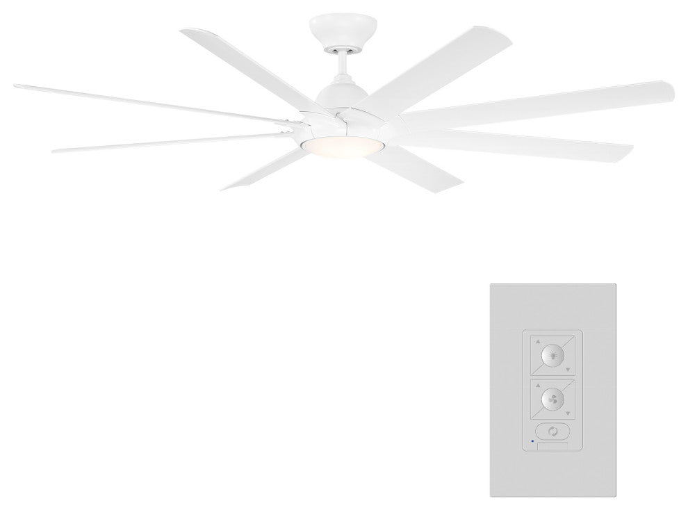 Hydra 80" Indoor/Outdoor 8-Blade Smart Ceiling Fan, Matte White, 3500K Light Kit