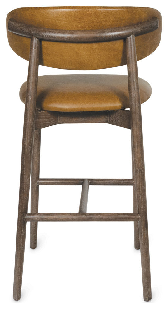 Ethan Leather Bar Stool, Brown
