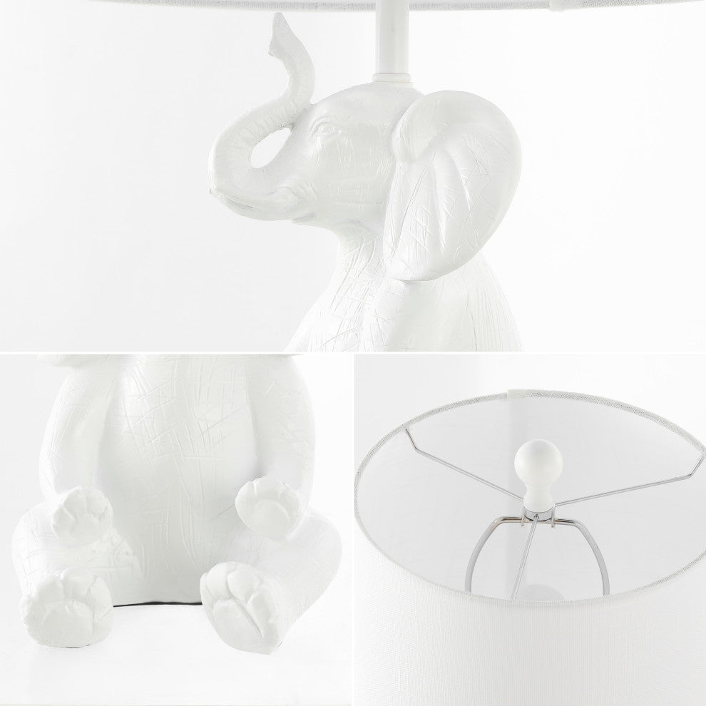 Modern Shabby Chic Resin/Iron Happy Elephant LED Kids'' Table Lamp, Phone Stan
