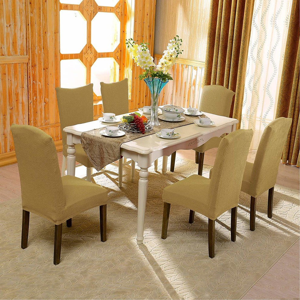Subrtex Stretch Dining Room Chair Slipcovers, Beige, 2pcs