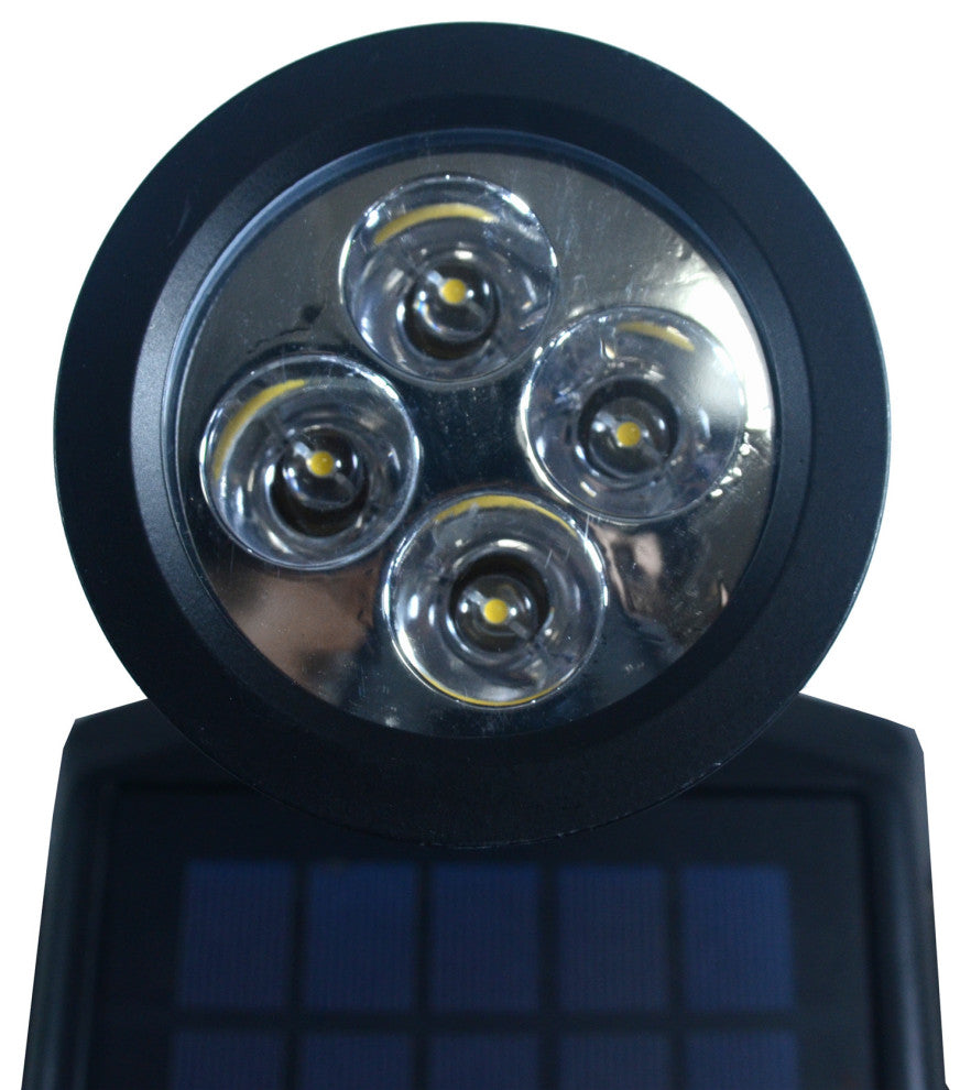 Black Outdoor Solar Powered 4-LED Flagpole Light