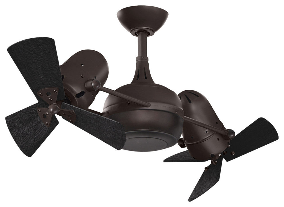 Matthews Fan Dagny Ceiling Fan, Textured Bronze, Matte Black Wooden Blades