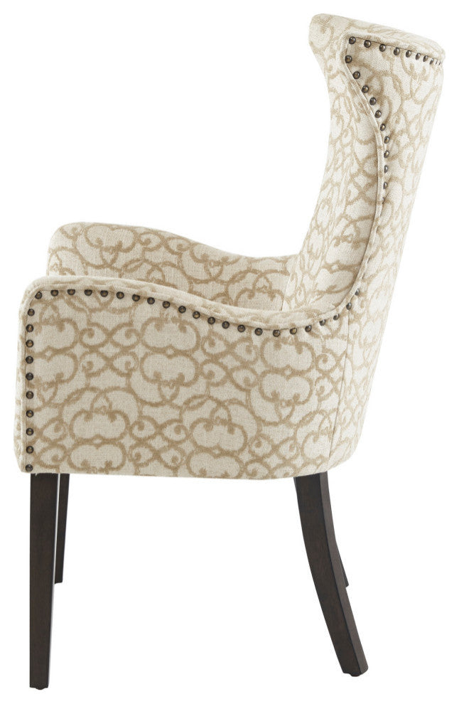 Madison Park Angelica Patterned High Wingback Style Armed Dining Chair, Set of 2