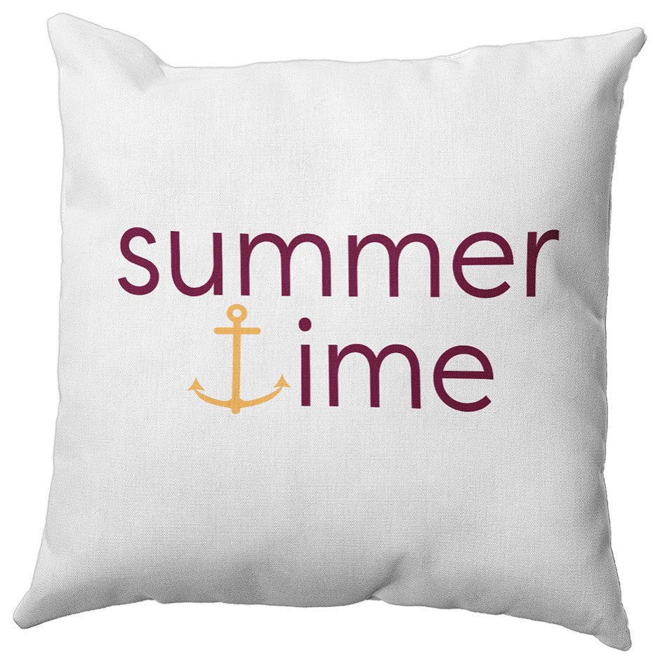 Summer Time Anchored Polyester Indoor Pillow, Maroon Red, 16"x16"