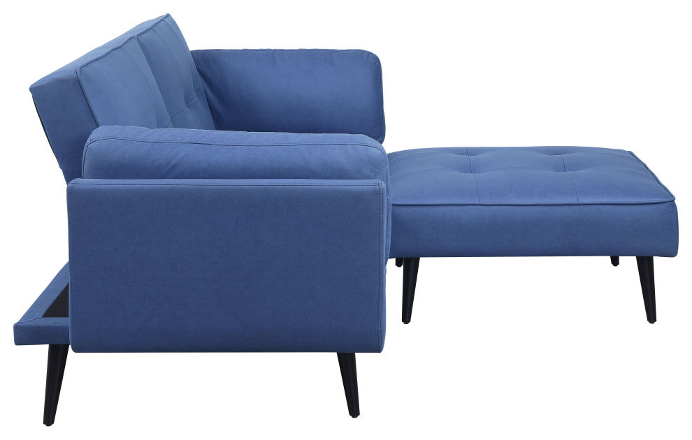ACME Nafisa Adjustable Sofa and Ottoman, Blue Fabric