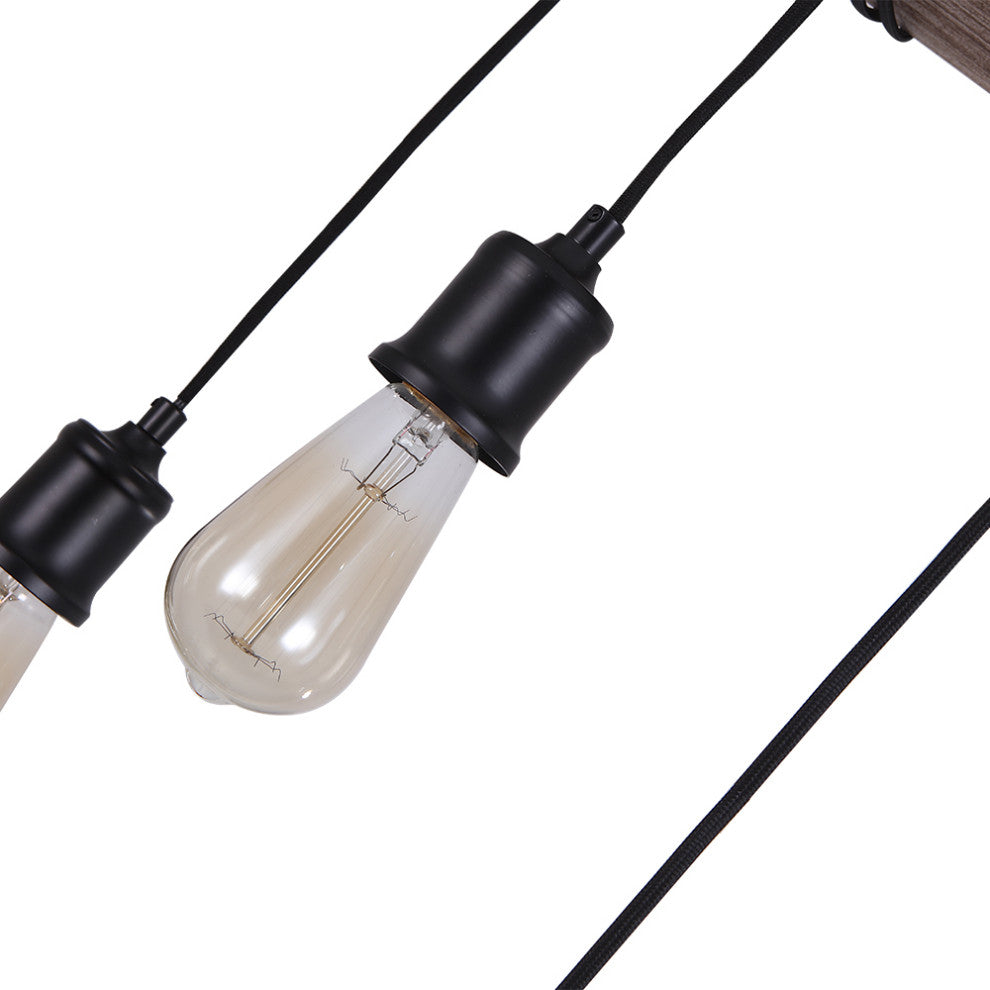 8 Light Wooden Rope Kitchen Island Linear Pendant