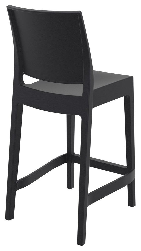 Maya Resin Counter Stool, Black, Set of 2