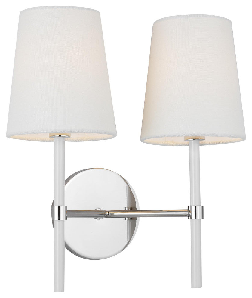 Monroe Double Sconce, Polished Nickel