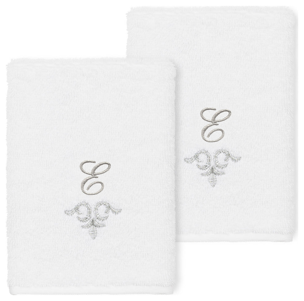 Linum Home Turkish Cotton Monica 2-Piece Embellished Washcloth Set, White