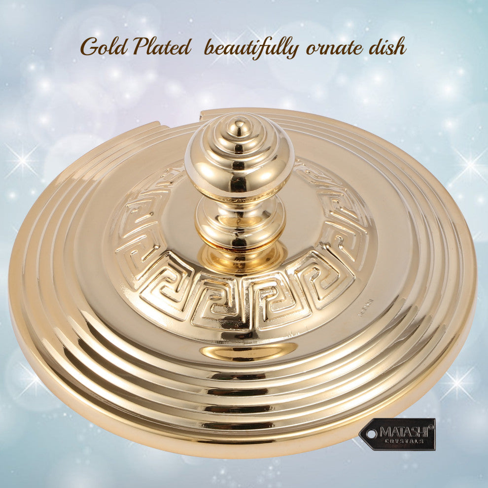 24K Gold Plated Sugar Bowl With Crystal Studded Spoon
