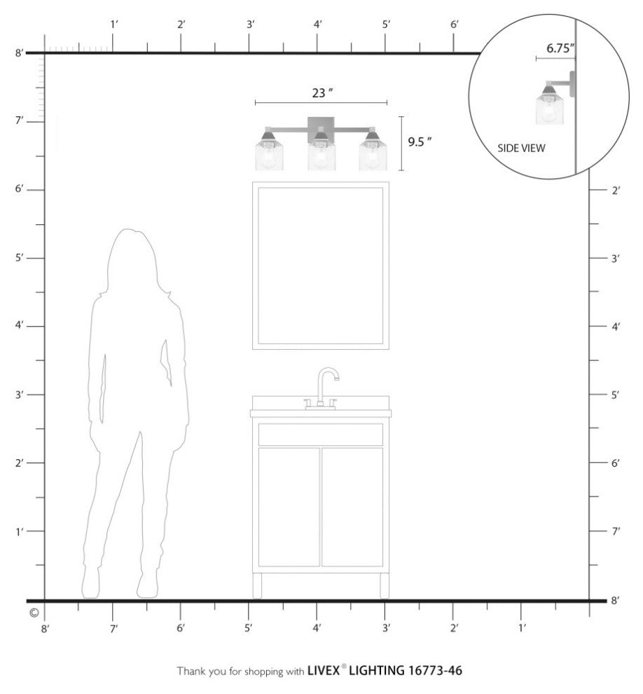 Aragon 3 Light Black Chrome Vanity Sconce