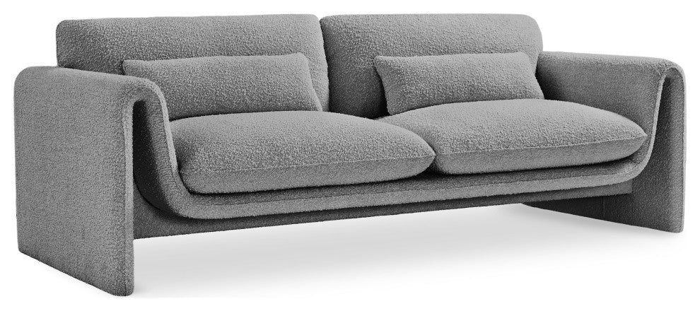 Stylus Boucle Fabric Upholstered Sofa, Grey