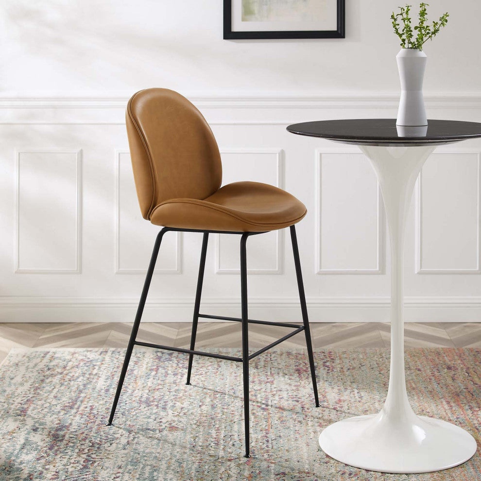 Bar Stool Chair Barstool, Faux Vegan Leather, Tan, Modern, Bar Pub Restaurant