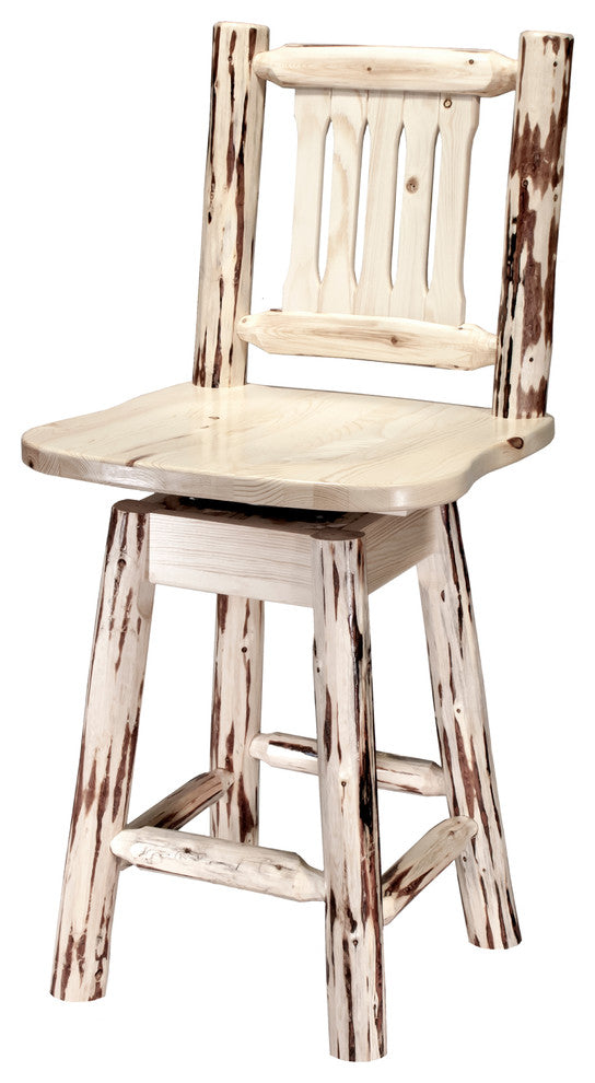 Montana Counter Height Bar Stool With Back and Swivel, Ready to Finish