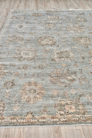 Museum Hand-Knotted Bamboo Silk and Cotton Blue/Gray Area Rug