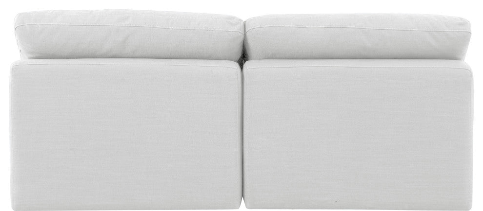 Indulge Upholstered Modular Sofa, White, 2-Piece: 2 Armless Chair, Down Stuffed Linen Textured Fabric