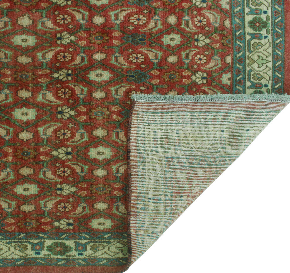 Vintage Distressed Anne Rust/Ivory Runner, 3'3x9'7