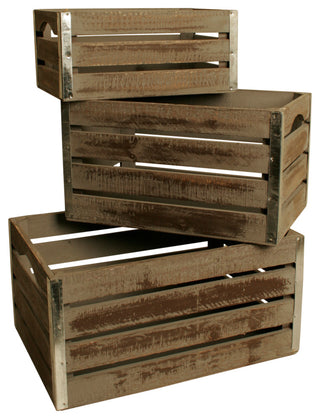 Set Of 3 Large Wood Crates